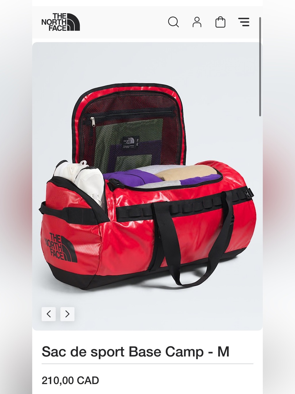 210$ THE NORTH FACE, the Base Camp Duffle